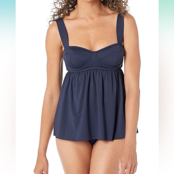 Michael Kors Solids Underwire Baby Doll Tankini top - Picture 1 of 2